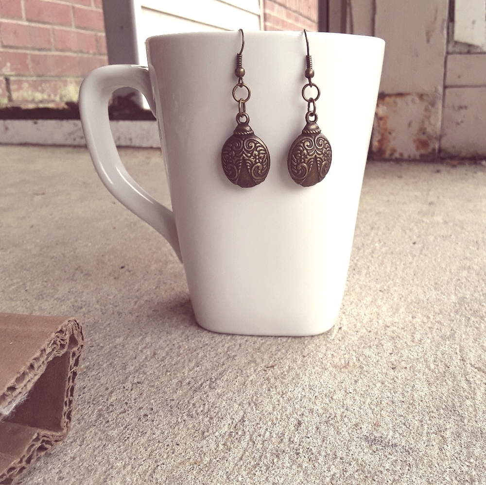 Ladybug Bronze Earrings